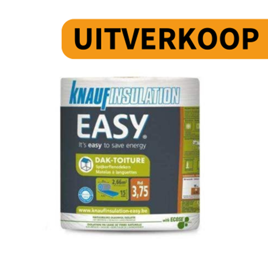 Afbeeldingen van Knauf glaswol spijkerflens Easy - Dakisolatie 35x490x18 cm - RW 4.50