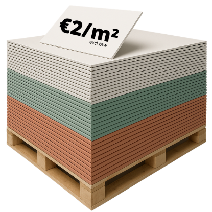 Afbeeldingen van Gipsplaat (2AK) Palletvoordeel wit - groen - rood 250x120 13mm dik